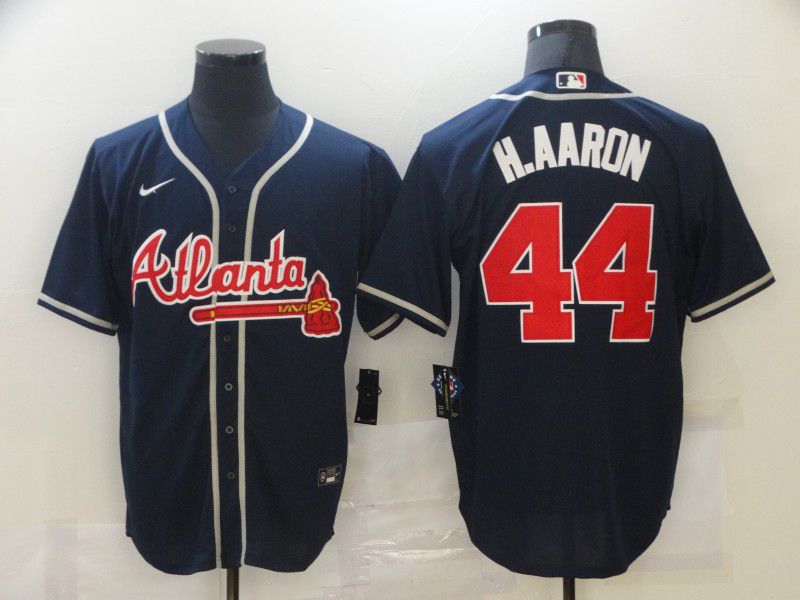 Men Atlanta Braves #44 H.Aaron Blue Game Nike MLB Jerseys